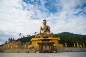 Big Buddha statue in Bhutan Himalayas mountain